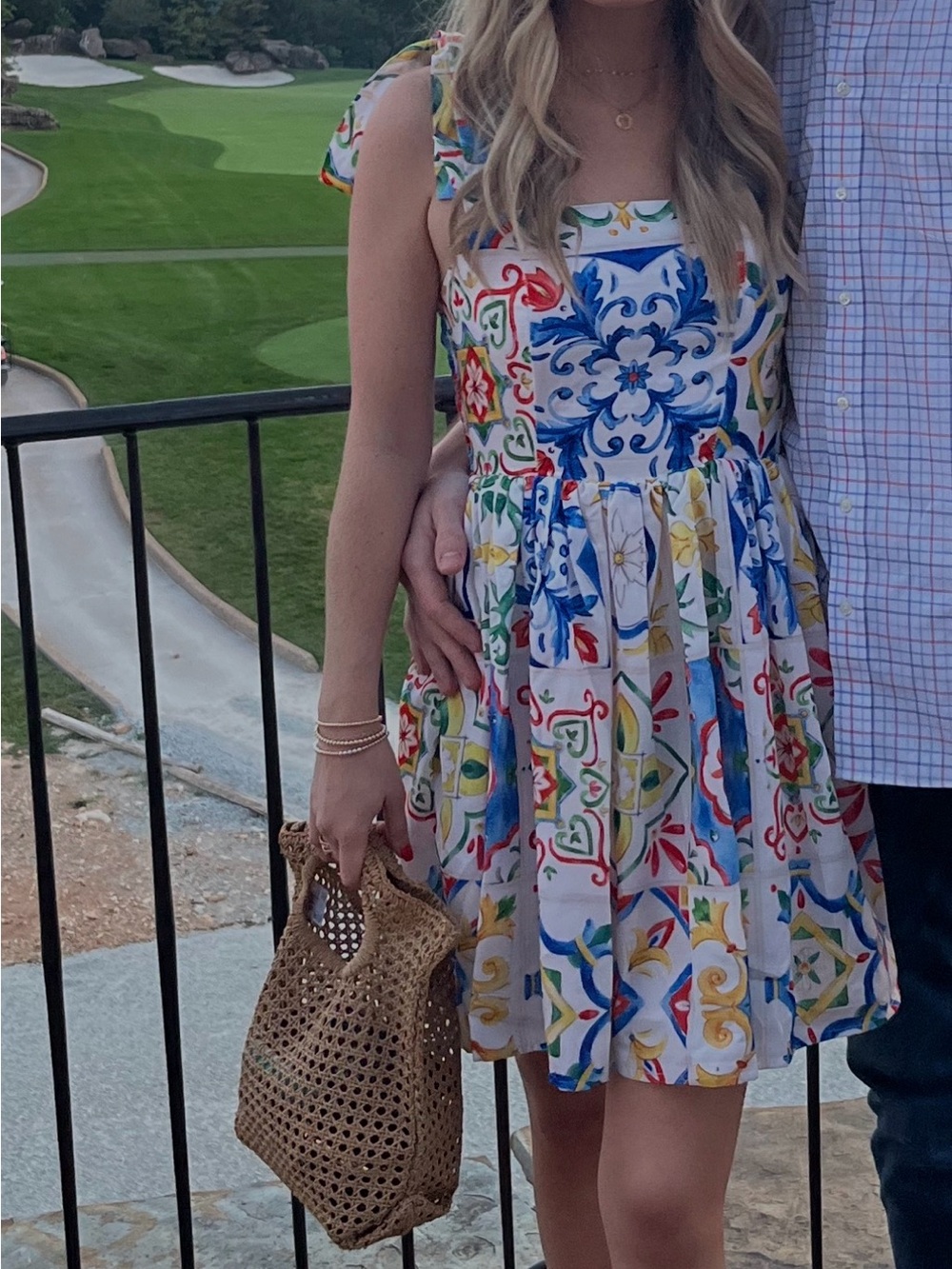 White Multicolor Printed Mini Dress
